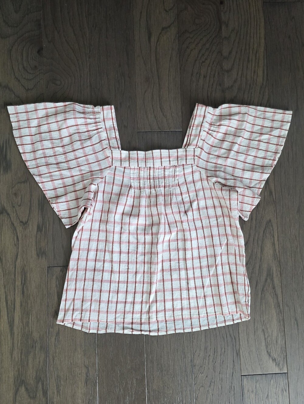 Madewell Plaid Peplum Top Size Medium